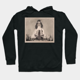 Old Photo Girl Sitting Hoodie